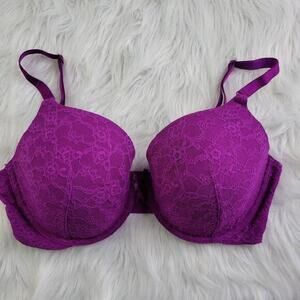 Victoria's Secret‎ Women's Purple Padded Laced Lined Perfect Coverage Bra 36DD